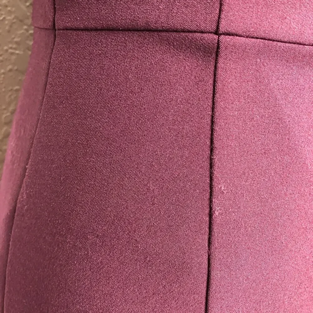 WHBM wine maroon purple bell sleeve midi sheath dress size 6